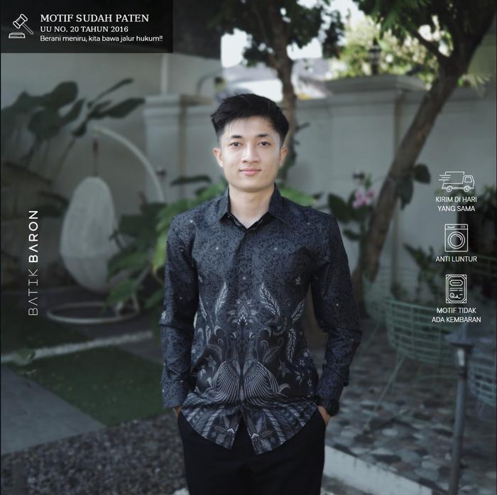 ANGSANA HITAM - Kemeja Batik Pria Lengan PANJANG Slimfit Full Furing Premium (Bahan Adem, Halus Lemb