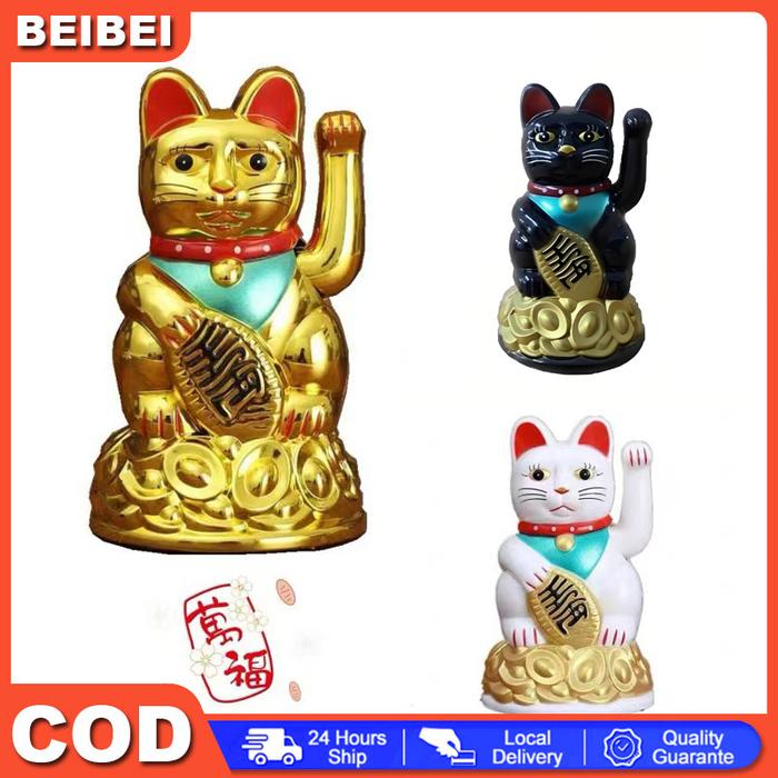 [LARISS] Patung kucing mewah koin emas kucing hoki es 12 cm kucing keberuntungan koin emas patung ku