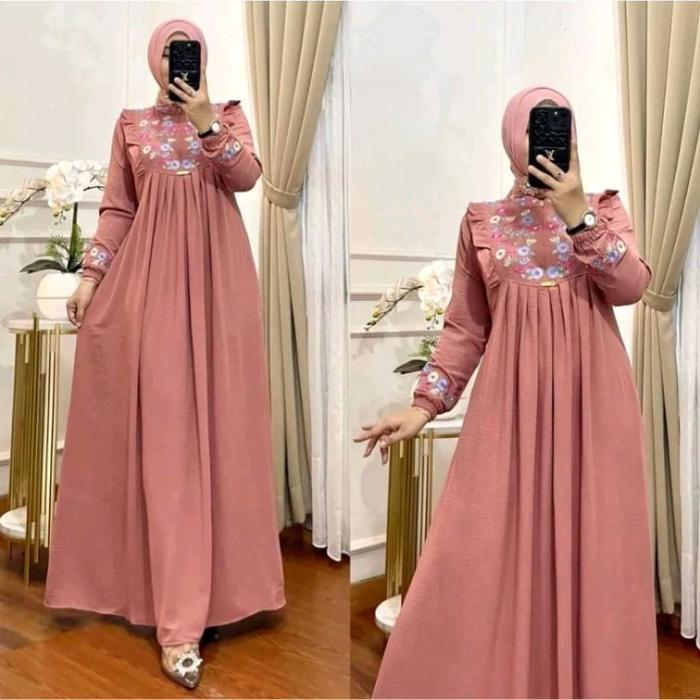 KIFARA DRESS BAHAN CRINKLE AIRFLOW MIX CERUTY BABYDOLL MOTIF BUNGA MIX
