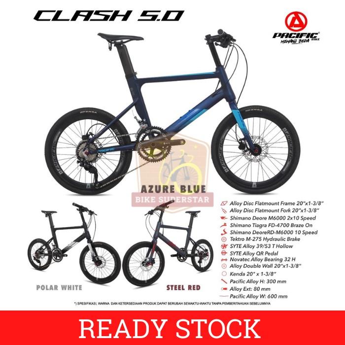 (COD) SEPEDA MINI VELO MINION 20 INCH PACIFIC CLASH 5.0 ALLOY SHIMANO TIAGRA KASKADA Outdoor Stang