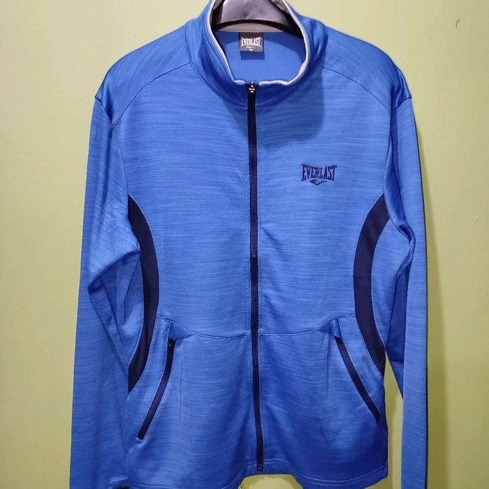JAKET TRACKTOP EVERLAST EST 1910 SOFTSEL BIRU ELEKTRIK