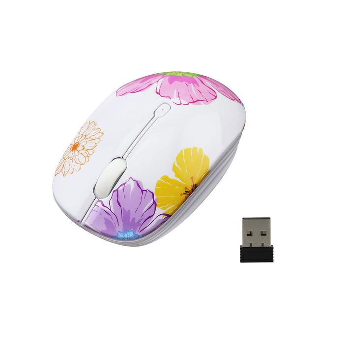 1200DPI Pink Komputer Gaming Mouse 2.4G Mouse Nirkabel Fashion Bunga