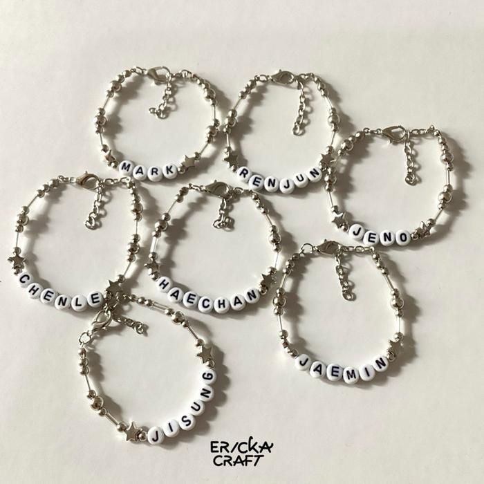 SILVER BRACELET  BEADS NCT DREAM MARK RENJUN JENO HAECHAN JAEMIN CHENLE JISUNG TDS GELANG THE DREAM 
