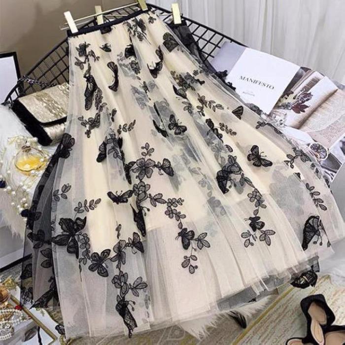 Rok Tutu 3D Import / Maxi Skirt Motif Kupu Kupu Timbul
