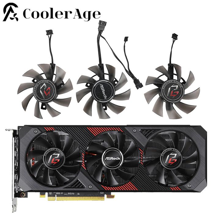 New 75MM T128015SH Cooler Fan Replacement For ASROCK AMD Radeon RX 5600 XT Phantom Gaming D3 6G OC G