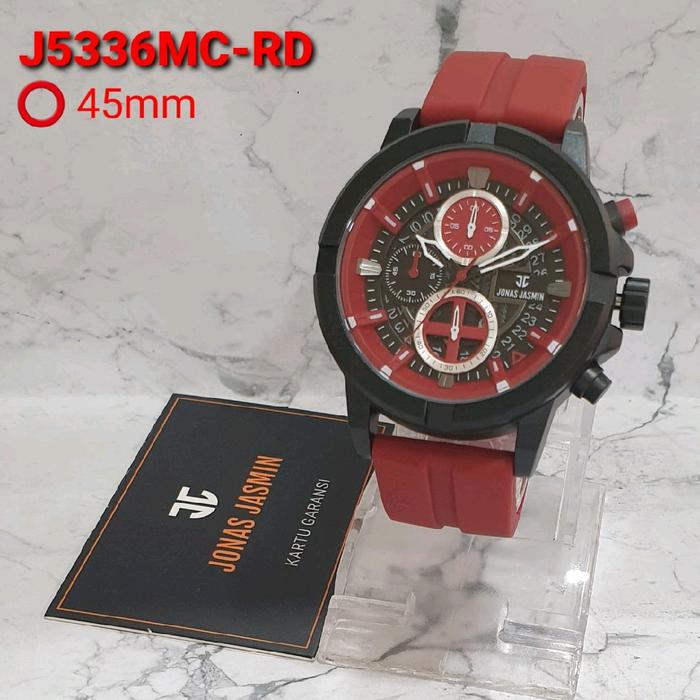 jam tangan pria original jonas jasmin turbo new chronograph JJ-5336SNX tali rubber tanggal aktif dia