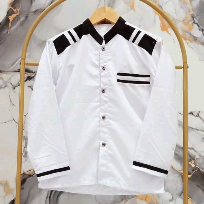 Jasko Anak Baju Koko Hadroh Putih Kasual Kekinian untuk Anak Usia 5-15 Tahun Cowok Muslim Panjang Tu