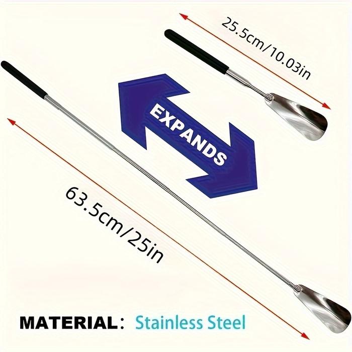 1PC Adjustable Long Handle Stainless Steel Shoe Horn Unise Men Women Easy Shoe Wearing Helper Shoes 
