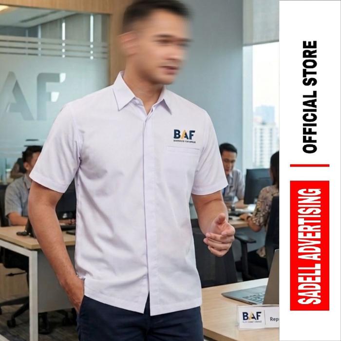BAF FINANCE Kemeja Seragam BAF Bussan Auto Finance Pria Lengan Pendek Navy Bordir