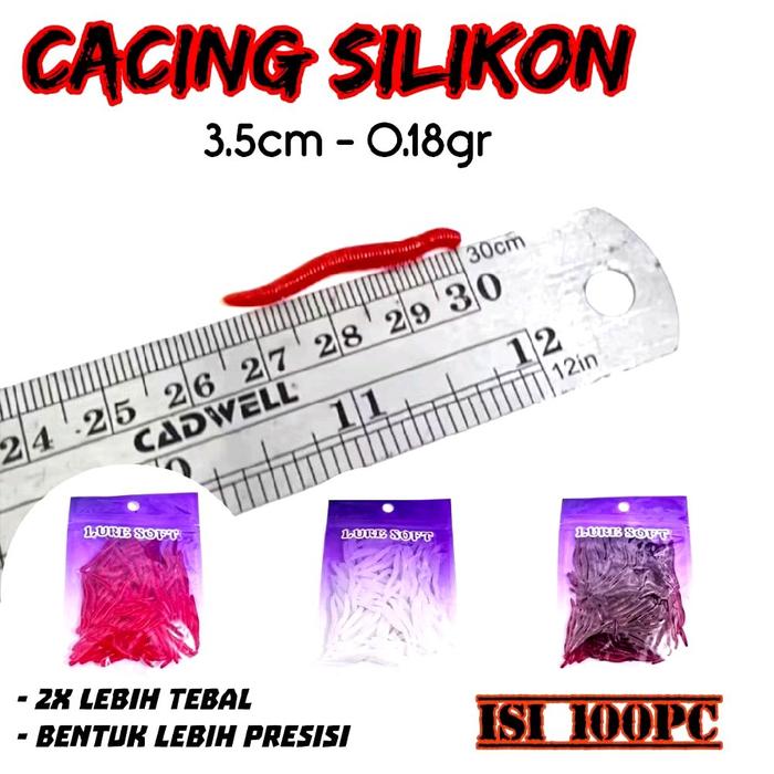 100PC UMPAN SOFTLURE CACING 3.5CM-0.18GR AROMA AMIS UMPAN NILA MUJAIR SABIKI CUSTOM [UMSP31]