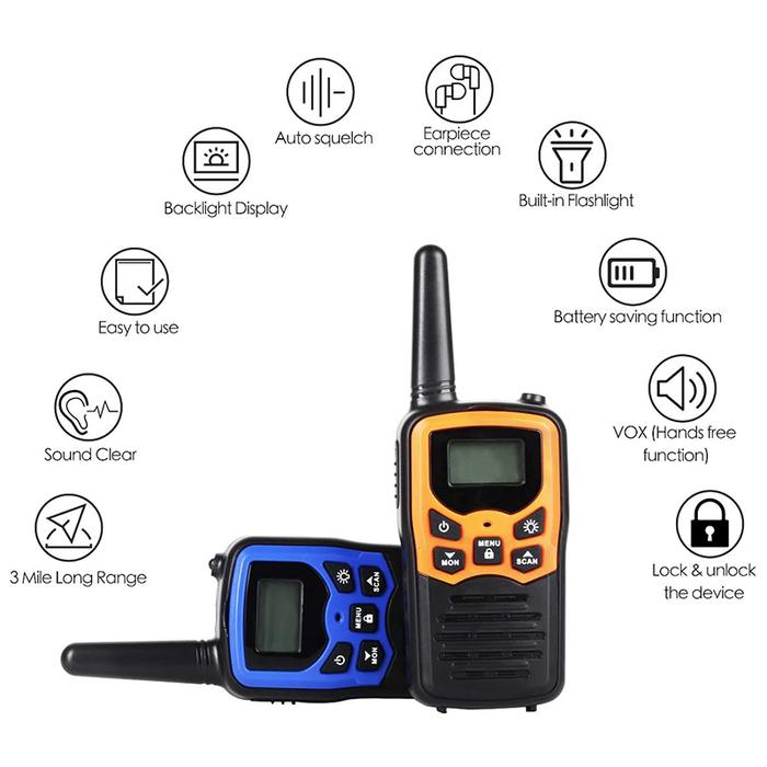 Walkie Talkie untuk Anak-anak 5 Mil Radio Dua Arah Jarak Jauh 22