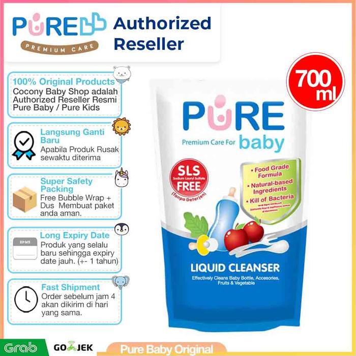 [BPOM] - Pure BB LIQUID CLEANSER LCR REFILL / Sabun Cuci Botol 700 ml 450 ml - PureBB PureBaby Baby