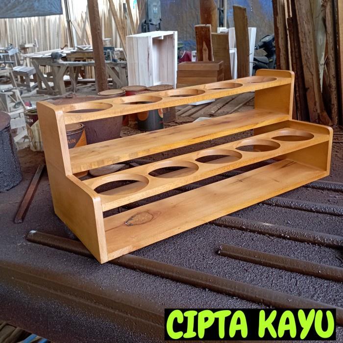 rak kayu serbaguna 10 slot 10 Cm Tempat botol rak Bumbu Minimalis