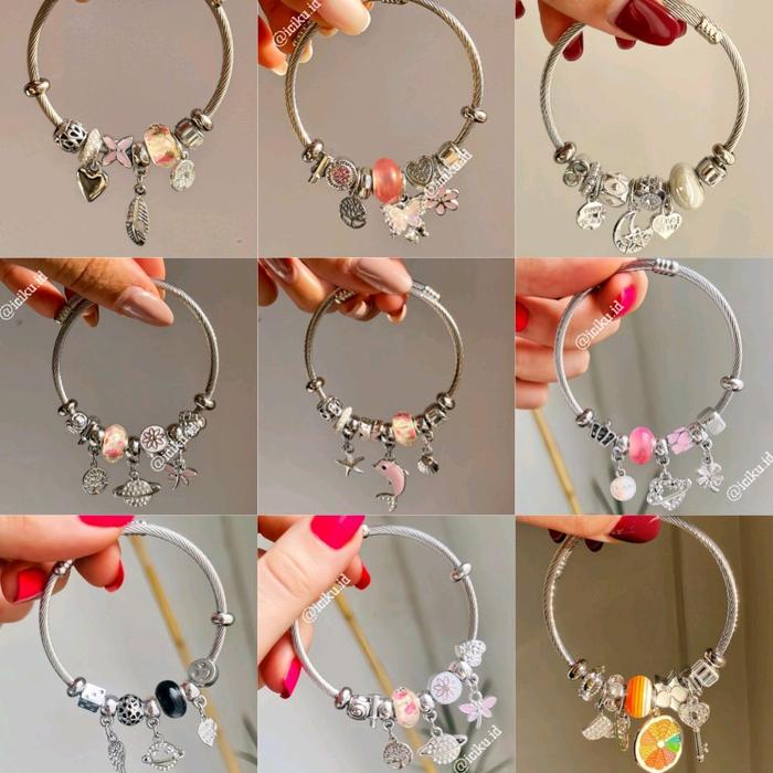 Gelang Charm Gelang Manik Liontin Bandul Gelang Pandor Bangle Lucu