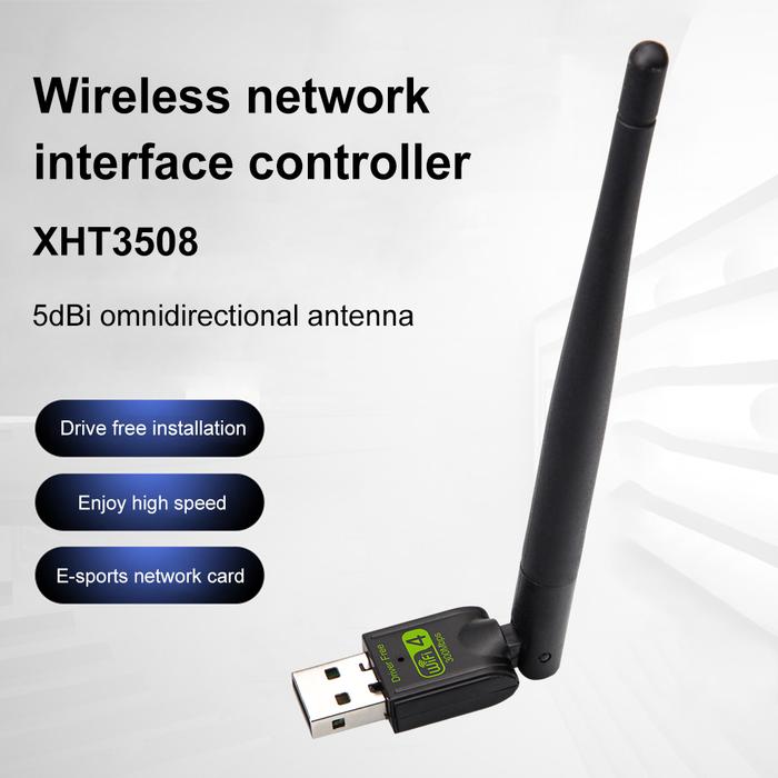 Kartu jaringan Mini USB adaptor WiFi 300Mbps 5dBi adaptor WiFi PC