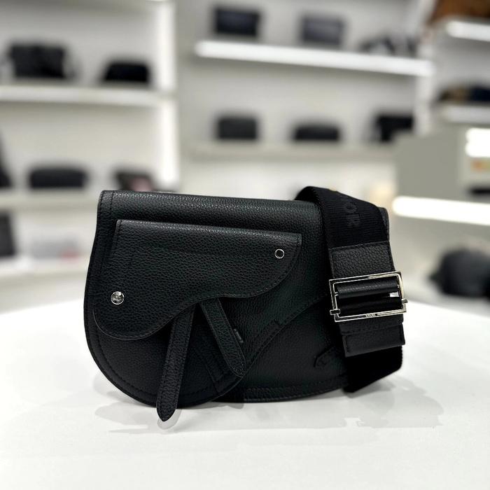 DIOR SADDLE GRAINED CALFSKIN LEATHER BLACK