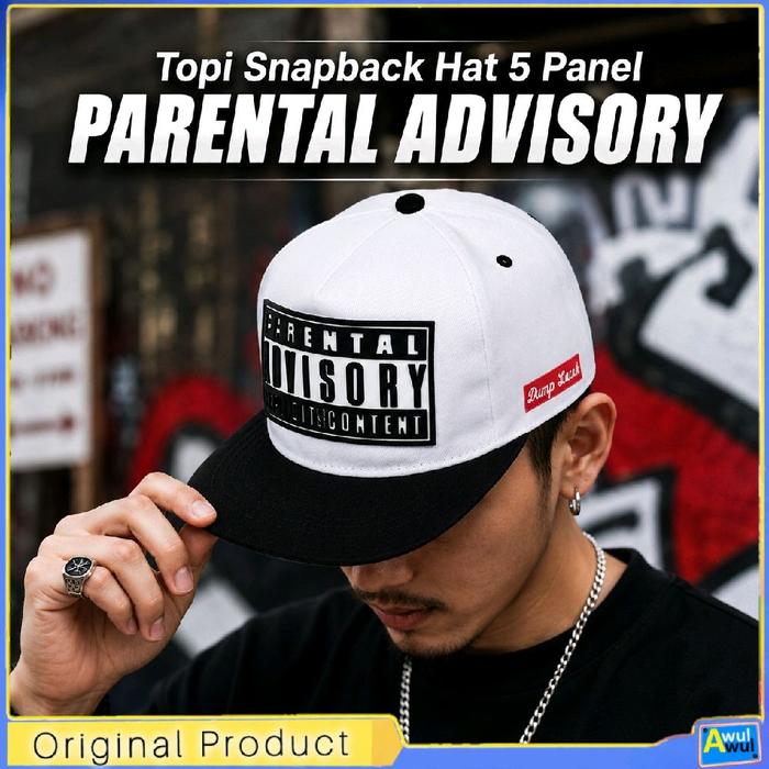 Topi Snapback Anak Band Punk Rock Emblem Karet Parental Advisory Explicit Content | Fashion Keren Bu