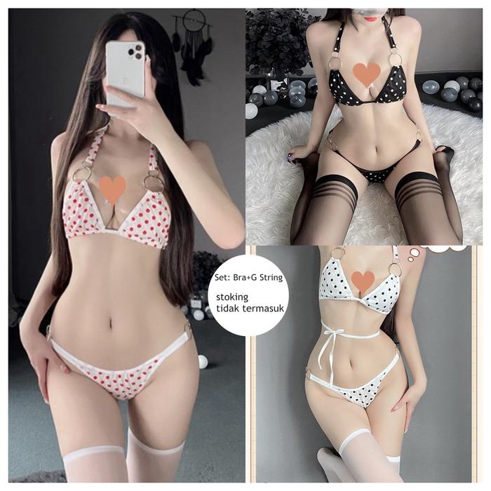 Pakaian Dalam Set Bra Leher Tali Celana Dalam G String Model Open Crotch Ukuran Plus Size B230