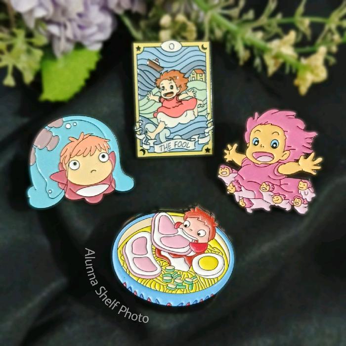 Pin Enamel Ponyo Anime | Tarot Ramen | Bros Brooch Aksesoris