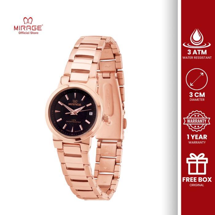 Mirage Watch - Jam Tangan Wanita Mewah Rose Gold Elegant Anti Air Analog Stainless Bergaransi 8819 /