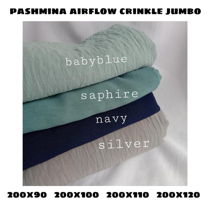 Set Cadar Pashmina Crinkle Airflow Jumbo Syari Size 200x90 200x100 200x110 200x120 Tali Dua Layer Ja