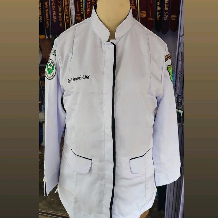 Baju dinas putih ASN/Baju putih list hitam ASN PPPK/Baju putih ASN pakai logo/Baju putih list hitam 