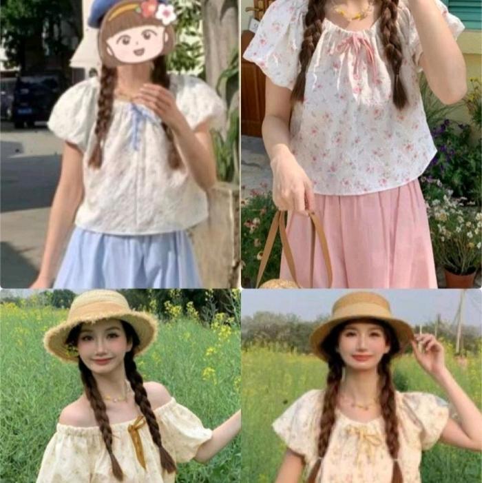 JC88 - Hanako Blouse - Blouse Katun Emboss Bunga - 