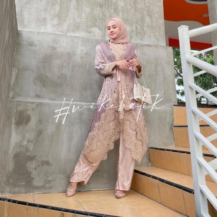 WIKE BATIK | SET ANDIN KULOT KEBAYA OUTER LACE RENDA VISCOSE | BATIK TRUSMI MURAH