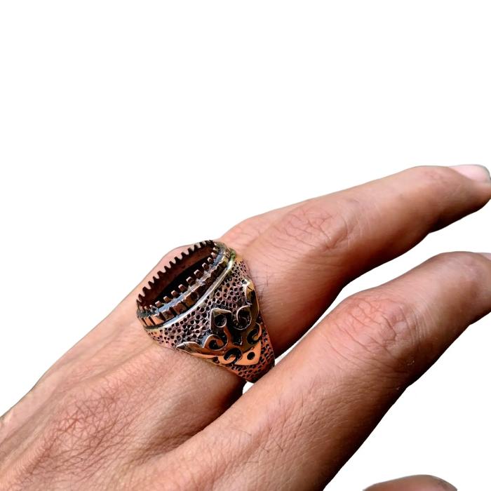 cincin emban bahan swasa motif etnik Ring