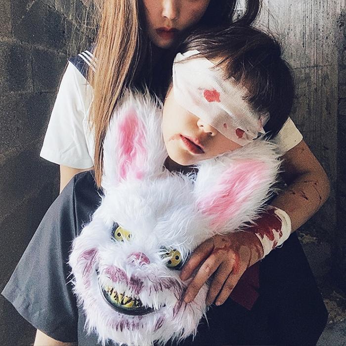 Topeng Kelinci Seram Berdarah Topeng Kelinci Halloween Bloody Rabbit Cosplay Horror Masquerade Terla