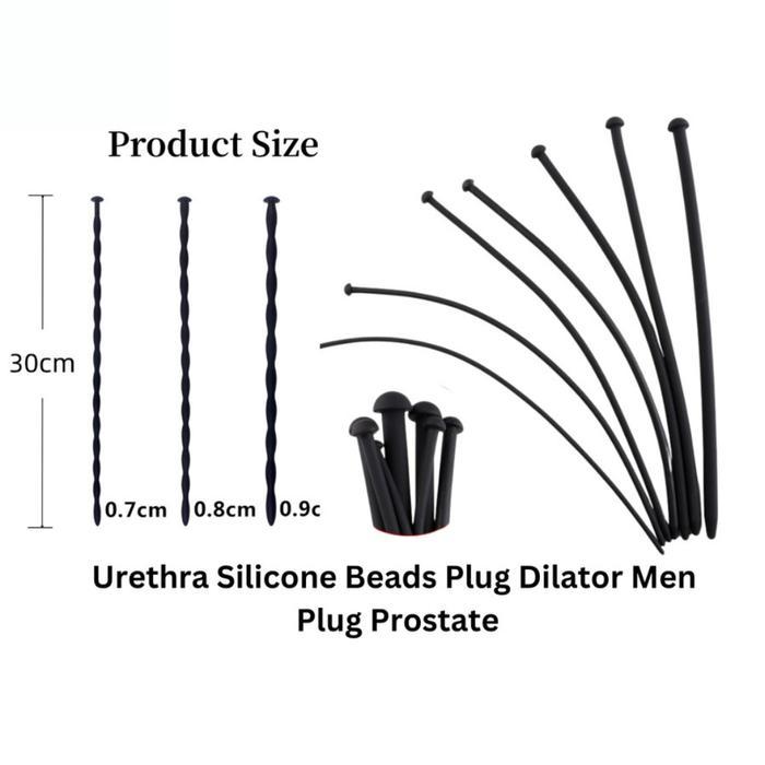 BD502 - Tali Hitam Urethra Silicone Beads Plug Dilator Men Urethral Plug Prostate Stimulate