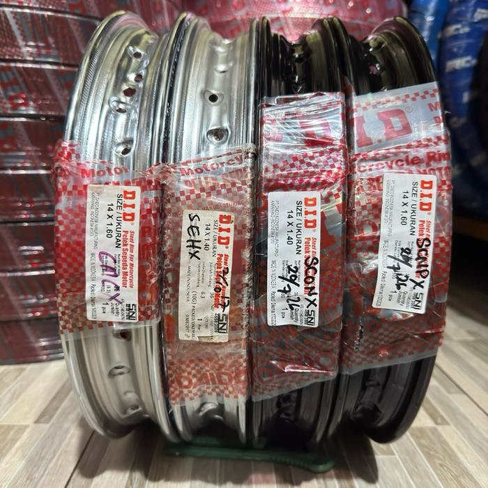 VELG RIM LINGKAR DID 140 14  160 14 CHROME & HITAM ASLI ORIGINAL D.I.D MOTOR MATIC RING 14 MIO SPIN 