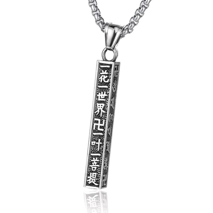 Kalung Tibet Desain Tabung Buddha Taoisme Motif Huruf Mandarin Hadiah