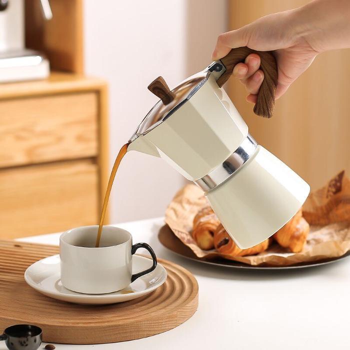 150ml 300ml Vintage Wooden Handle Espresso Maker Moka Pot Classic