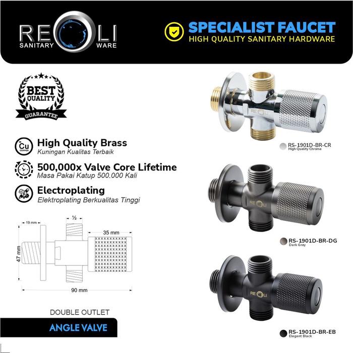 REOLI Keran Stop Cabang T Toilet Jet Shower Air 1901D