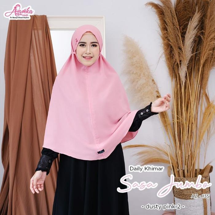 Baru Azamka Hijab Daily Khimar Sasa Jumbo Kerudung Tali Daily AZ 135 bublecrepe import premium