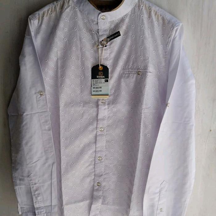 Kemeja Koko Putih Polos Lengan Panjang Pria Emba Original