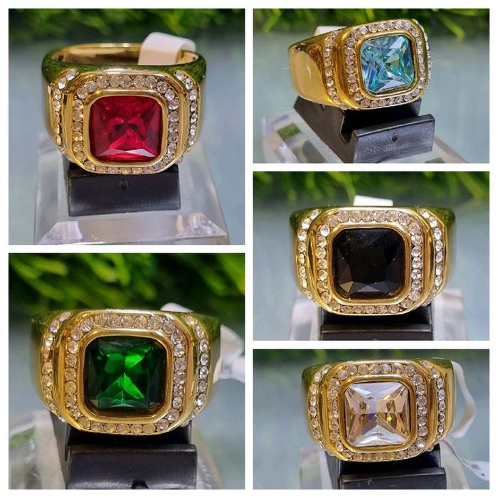 Cincin batu permata ring titanium cincin pria titanium