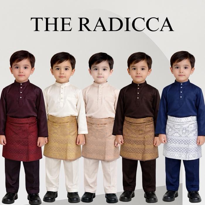 Baju Teluk Belanga Set ANAK Kancing Bahan Satin Silk dan Roberto Cavalli Premium