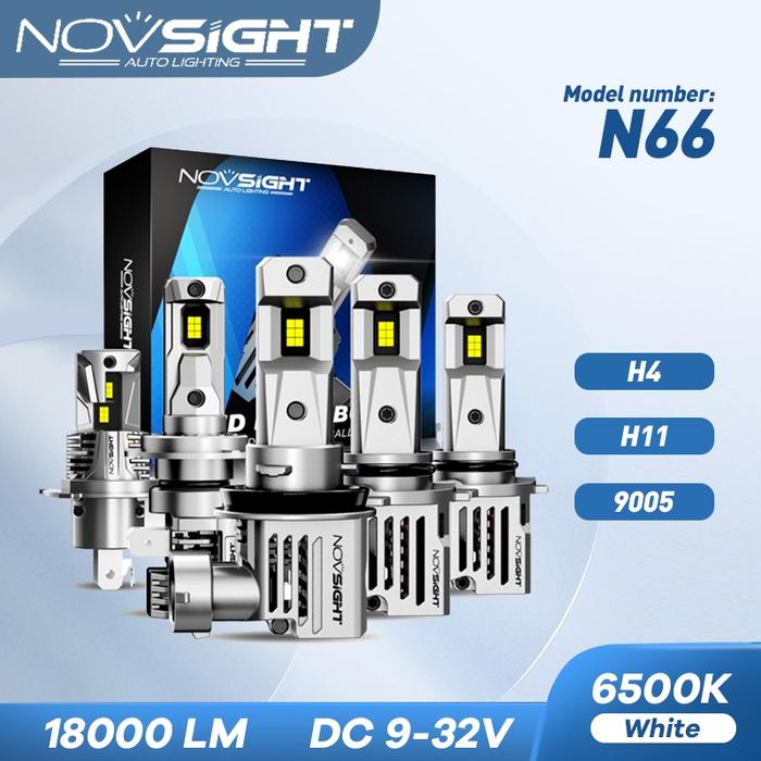 NOVSIGHT N66 Lampu LED Mobil Kuning 3000K H4 H11 9005 Super Terang