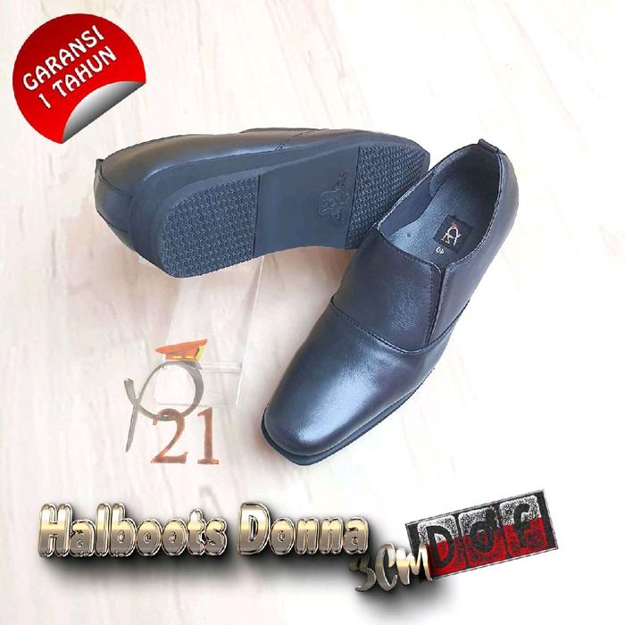 Sepatu P21 Halfboots Donna - Sepatu Dinas Polwan Kulit Asli Garansi 1 Tahun