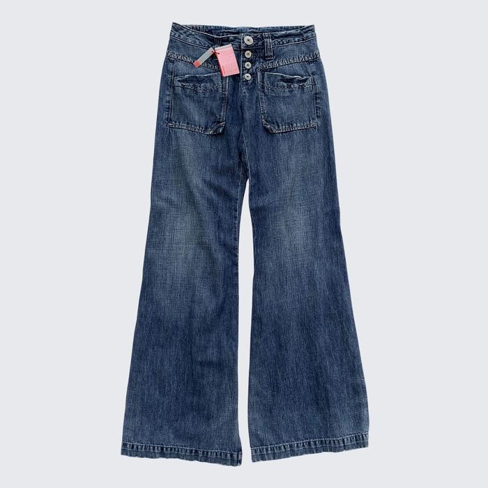 Blue Jeans Vintage Marithe Francois Girbaud Denim Super Flare Low Rise Jeans - Unisex - S