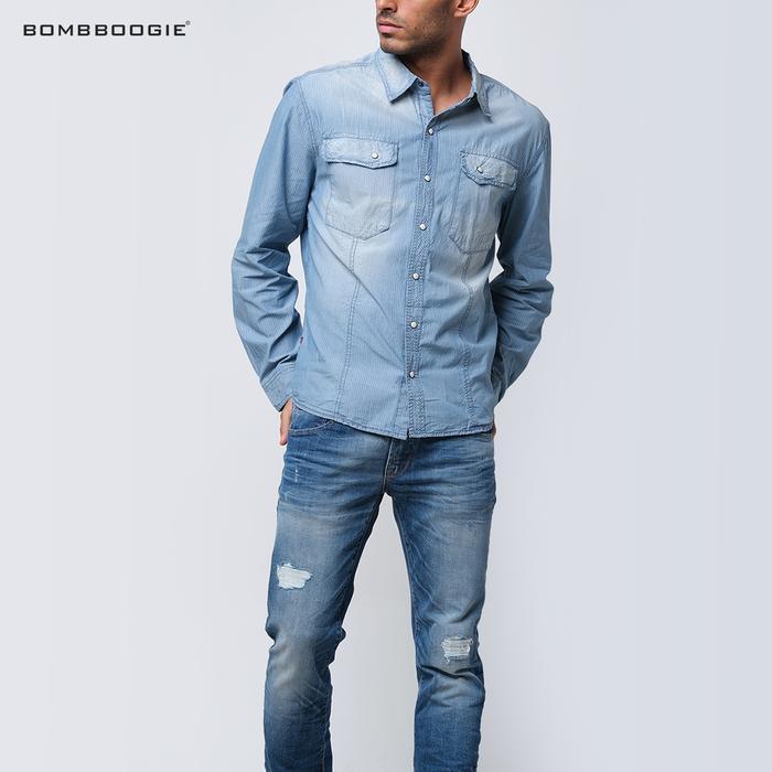 Bombboogie Kemeja Pria Eraser Chambray 24313B2Ml Pasti Ori
