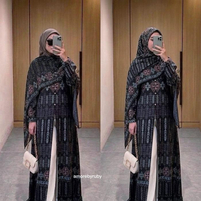 Helwa outer abaya set pashmina amorebyruby