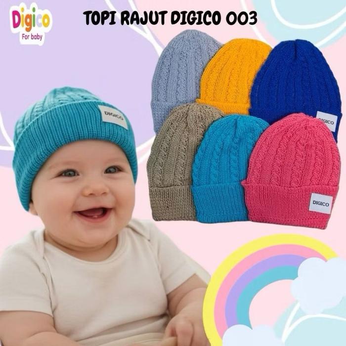 Digico Topi Rajut Digico 003 untuk Bayi dengan Desain Warna Cerah dan Nyaman