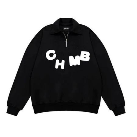 CHMB Sweatshirt Halfzip Pria / Crewneck Zipper CHMB / Sweater Berkerah Cotton Fleece Tebal