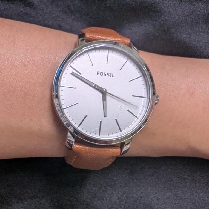 Fossil Classic Women’s Couple Watch Jam BQ2397 Brown Leather Strap B617 34mm