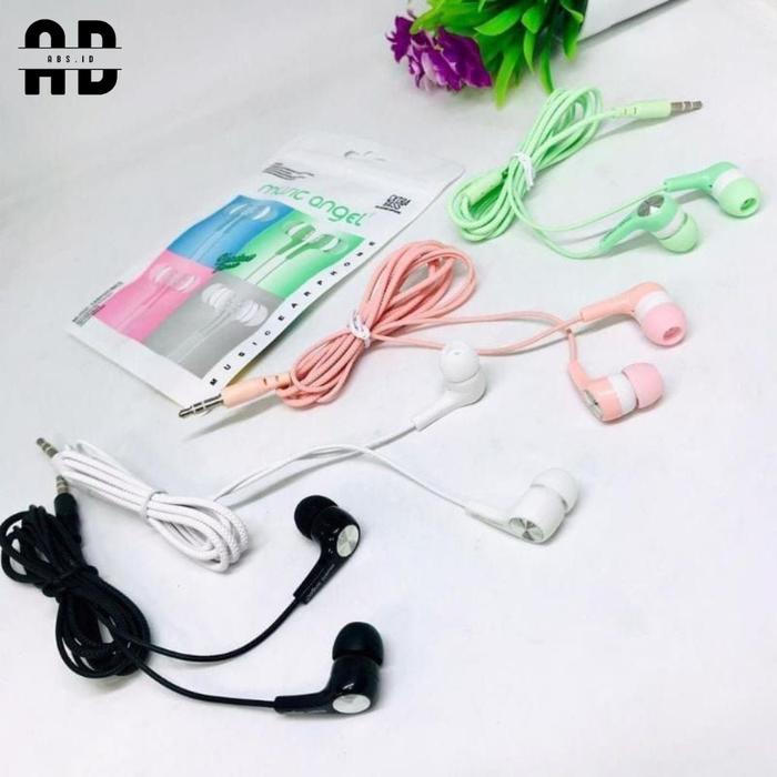 ABS - Hansfree Earphone Macaron Music Angel Suport Bass Macaron Warna Warni Mate Color Hifi Extra Ba