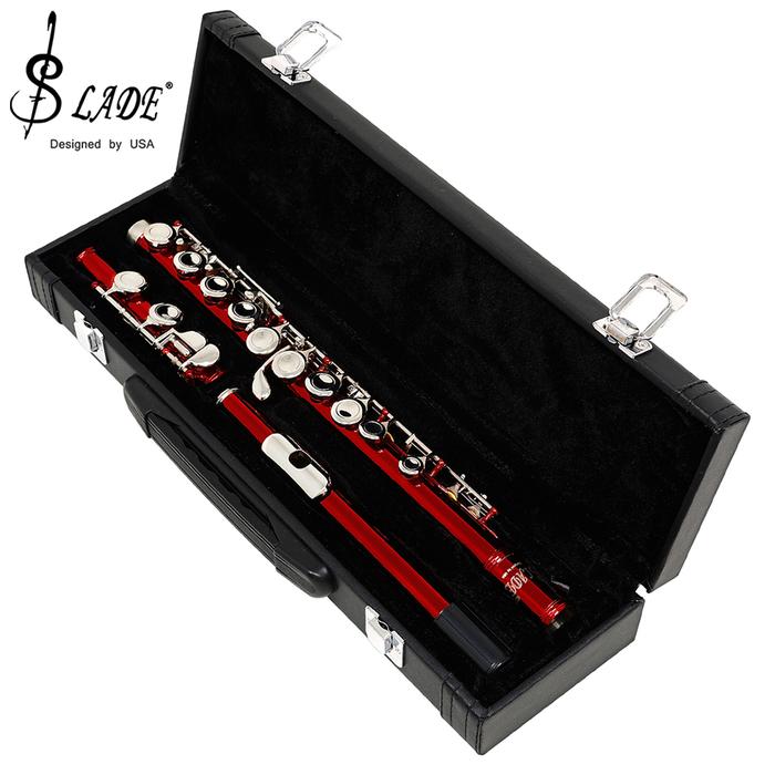 SLADE Red 16-Hole Flute With E Key Woodwind Instrument C Tone