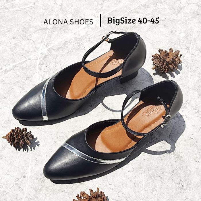 AS-150 ZIERA Sepatu Higheels Wanita Ukuran Besar 40.45 Hitam Heels Pantofel Kantor Formal Casual Ove